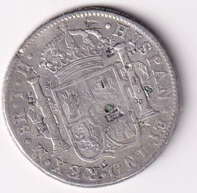CRBAN450 MONEDA ESPAÑA FERNANDO VII 8 REALES 1809 MEXICO RESELLO CHINO
